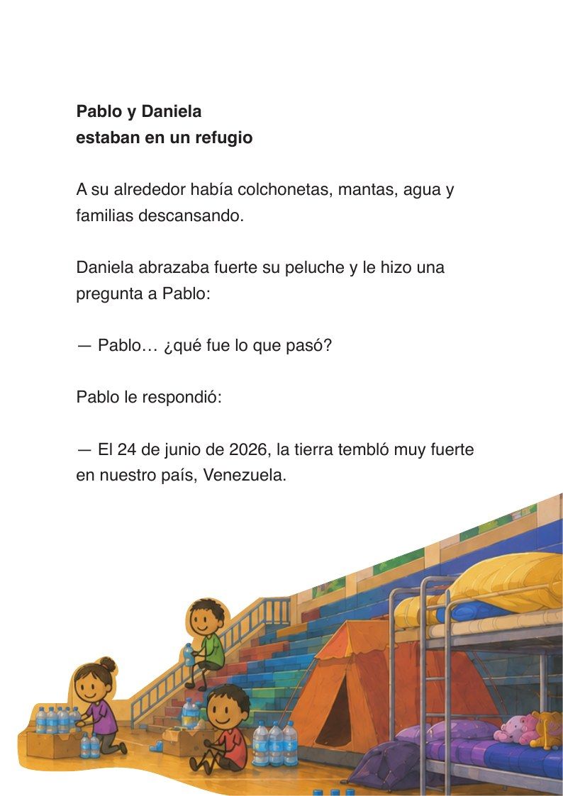 Página de lectura sobre el terremoto