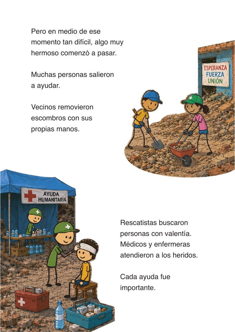 Personas ayudando después del terremoto